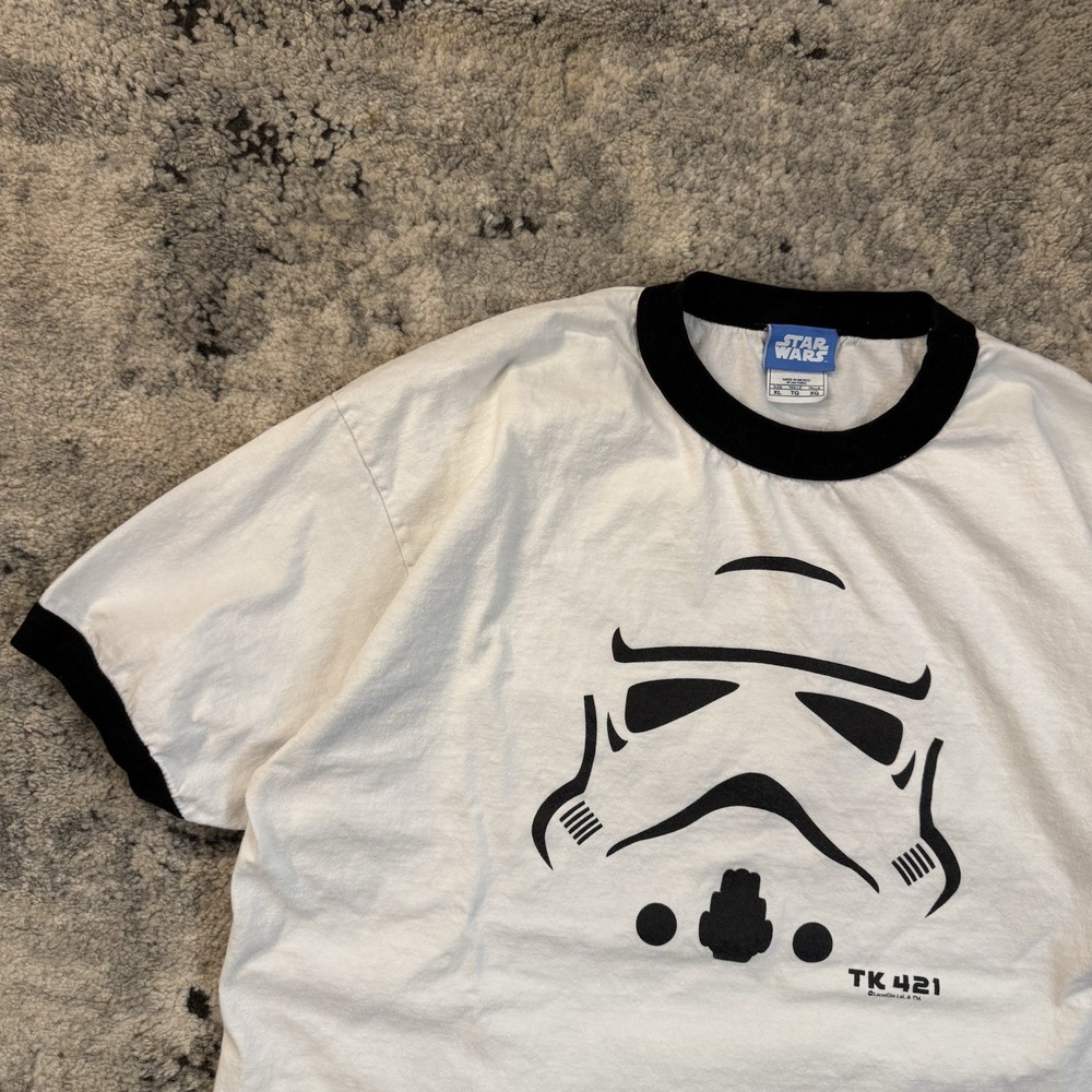 Vintage Star Wars Storm Trooper TK 421 T-Shirt Size Large Ringer Y2K - Picture 2 of 9